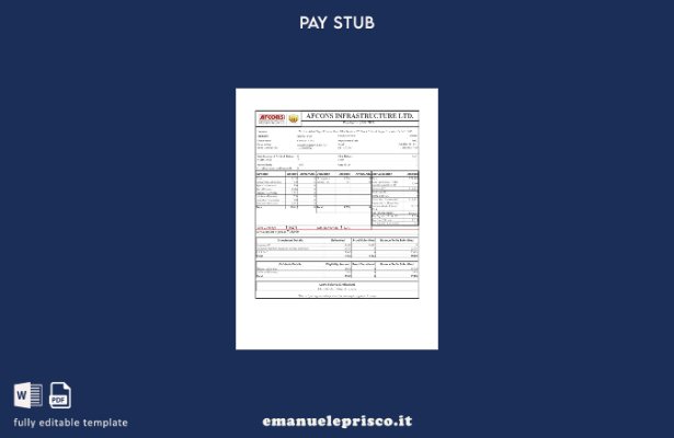 modello di busta paga Afcons Infrastruttura stile verificato